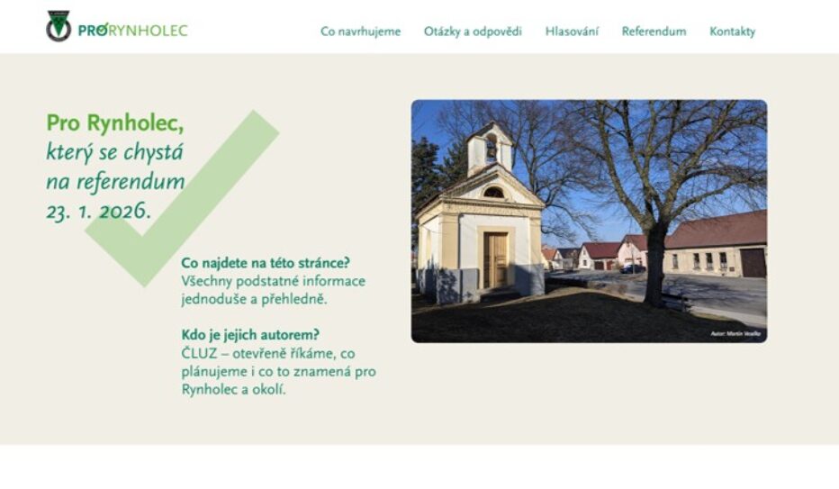 ProRynholec.cz: nová microsite k referendu  poskytuje informace i prostor pro dotazy