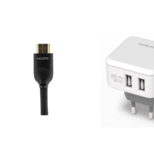 USB nabíječka a HDMI kabely Sencor